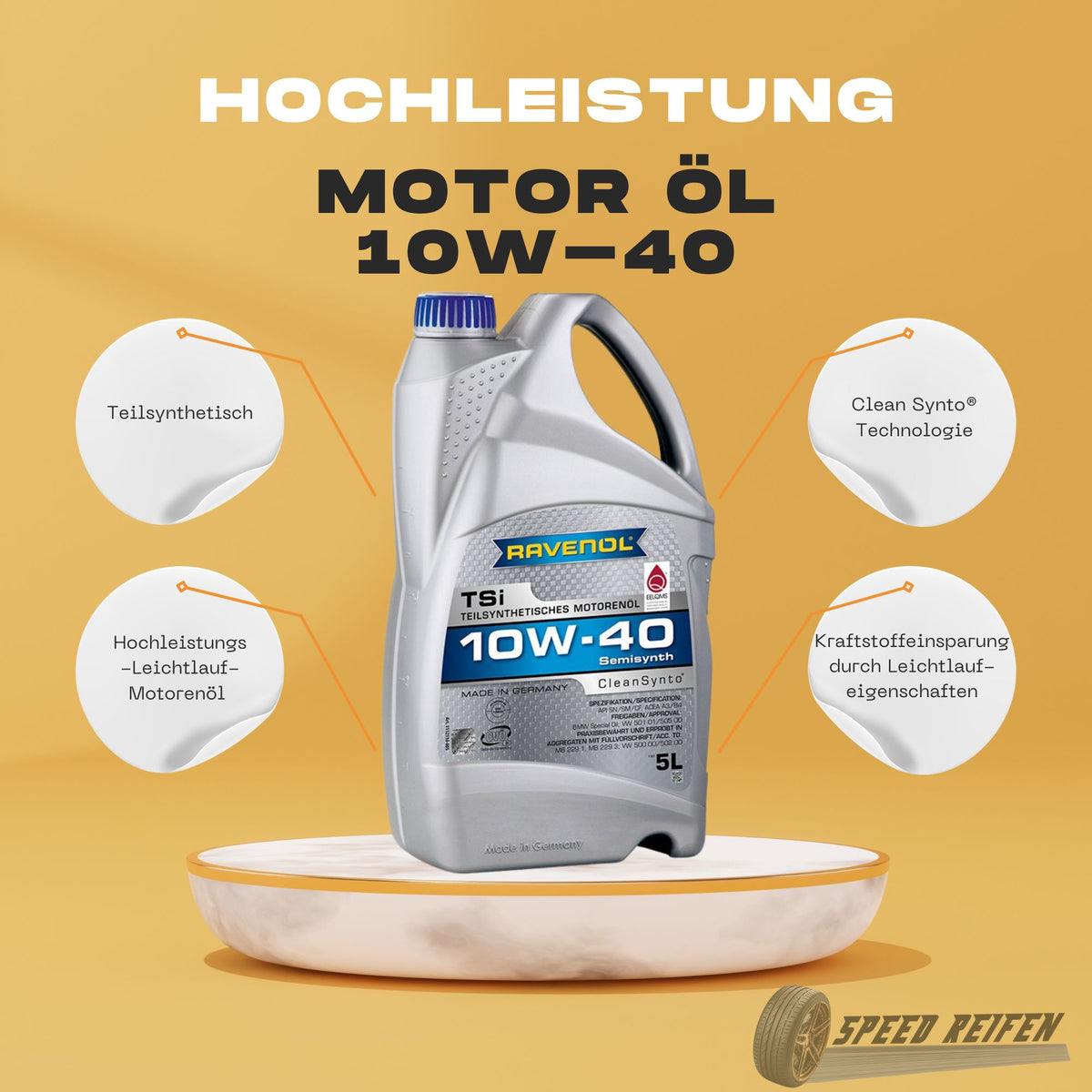 Ravenol TSI SAE 10W-40 high-performance low-friction engine oil 5L lit ...