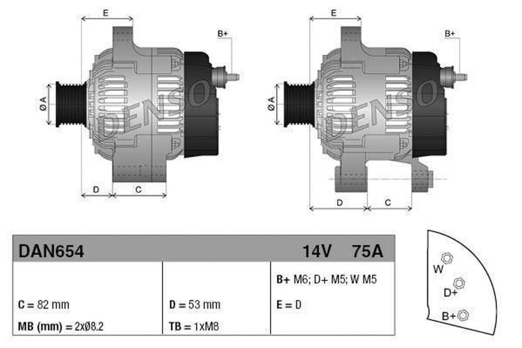 DENSO Lichtmaschine Generator passend für PERKINS 75A 2871A307  DAN654