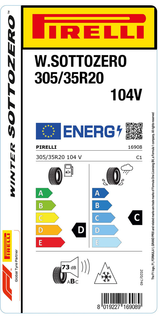 1x Pirelli WINTER 240 SOTTOZERO M+S 3PMSF 305/35 R 20 CAR WINTER TIRE