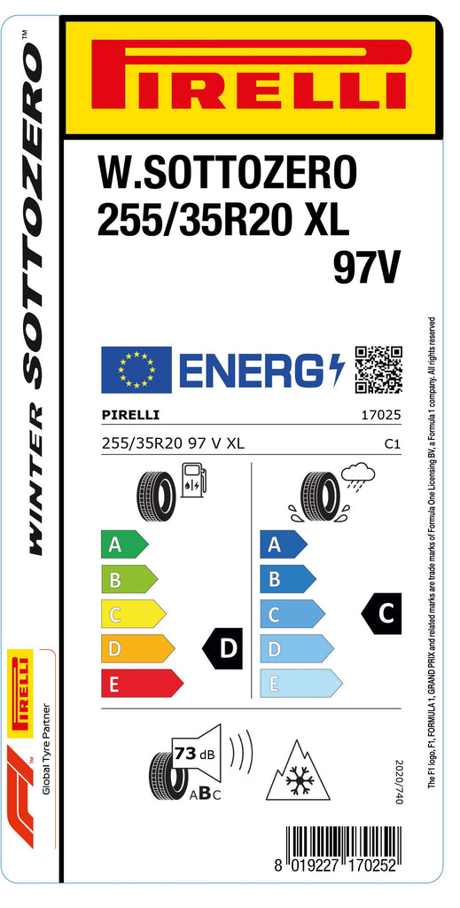 1x Pirelli WINTER 240 SOTTOZERO M+S 3PMSF XL 255/35 R 20 CAR WINTER TIRE