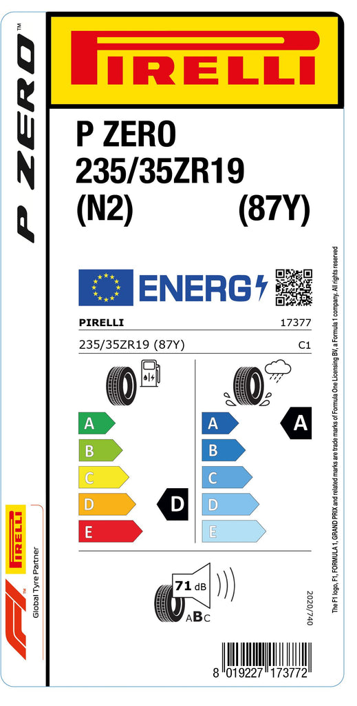 1x Pirelli PZERO (N2) 235/35 ZR 19 CAR SUMMER TIRE