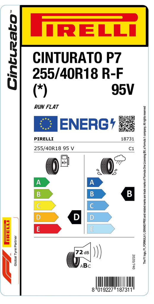 1x Pirelli CINTURATO P7 RF (*) 255/40 R 18 PKW-SOMMERREIFEN