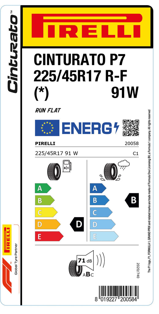 1x Pirelli CINTURATO P7 RF (*) 225/45 R 17 PKW-SOMMERREIFEN