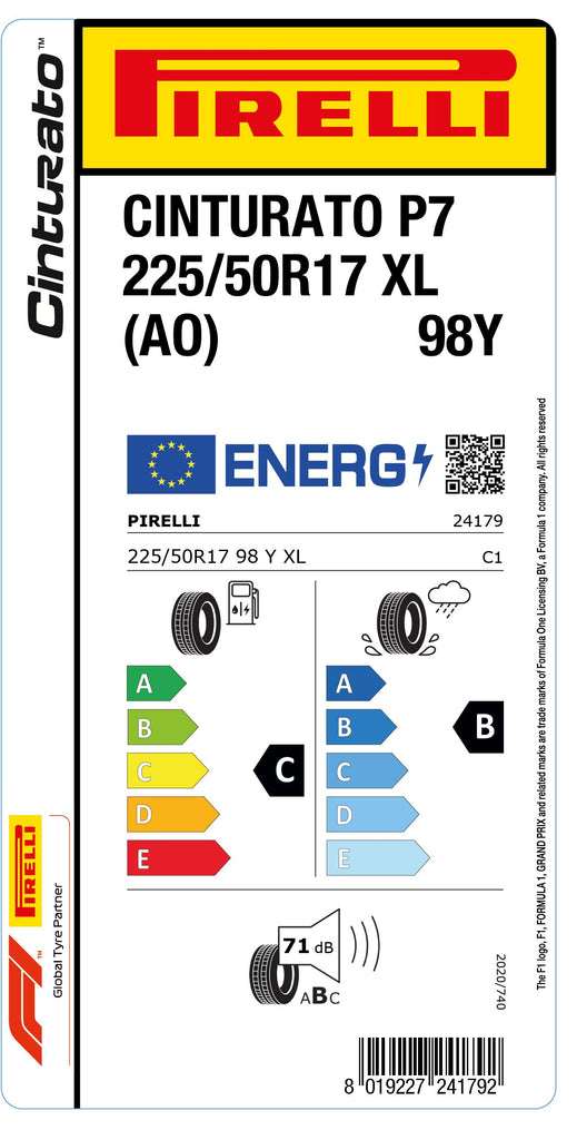 1x Pirelli CINTURATO P7 XL (AO) 225/50 R 17 PKW-SOMMERREIFEN