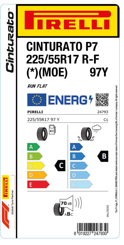 1x Pirelli CINTURATO P7 RF (*)(MOE) 225/55 R 17 PKW-SOMMERREIFEN