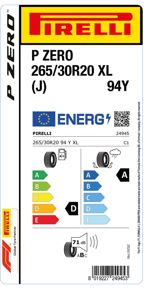 1x Pirelli PZERO XL (J) 265/30 R 20 PKW-SOMMERREIFEN