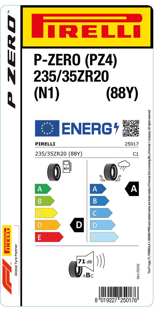 1x Pirelli P-ZERO (PZ4) Sports Car (N1) 235/35 ZR 20 PKW-SOMMERREIFEN