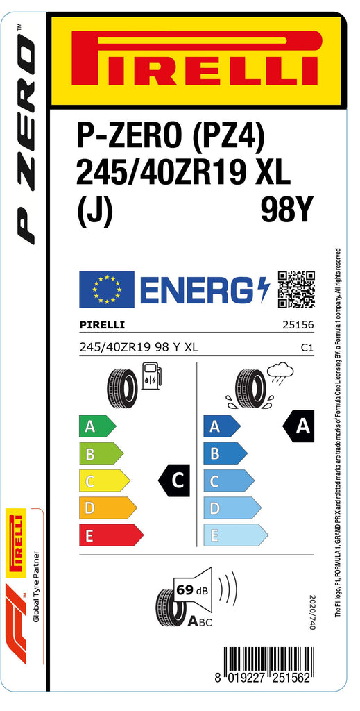 1x Pirelli P-ZERO (PZ4) Sports Car XL (J) 245/40 ZR 19 PKW-SOMMERREIFEN