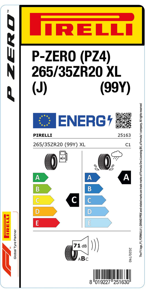 1x Pirelli P-ZERO (PZ4) Sports Car XL (J) 265/35 ZR 20 PKW-SOMMERREIFEN