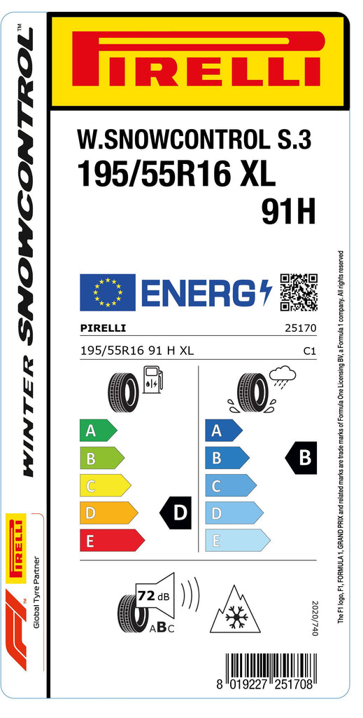 1x Pirelli WINTER 210 SNOWCONTROL SERIE 3 M+S 3PMSF XL 195/55 R 16 PKW-WINTERREIFEN