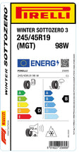 Load image into Gallery viewer, 1x Pirelli WINTER SOTTOZERO 3 M+S 3PMSF (MGT) 245/45 R 19 CAR WINTER TIRE