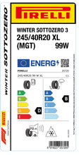 Laden Sie das Bild in den Galerie-Viewer, 1x Pirelli WINTER SOTTOZERO 3 M+S 3PMSF XL (MGT) 245/40 R 20 PKW-WINTERREIFEN