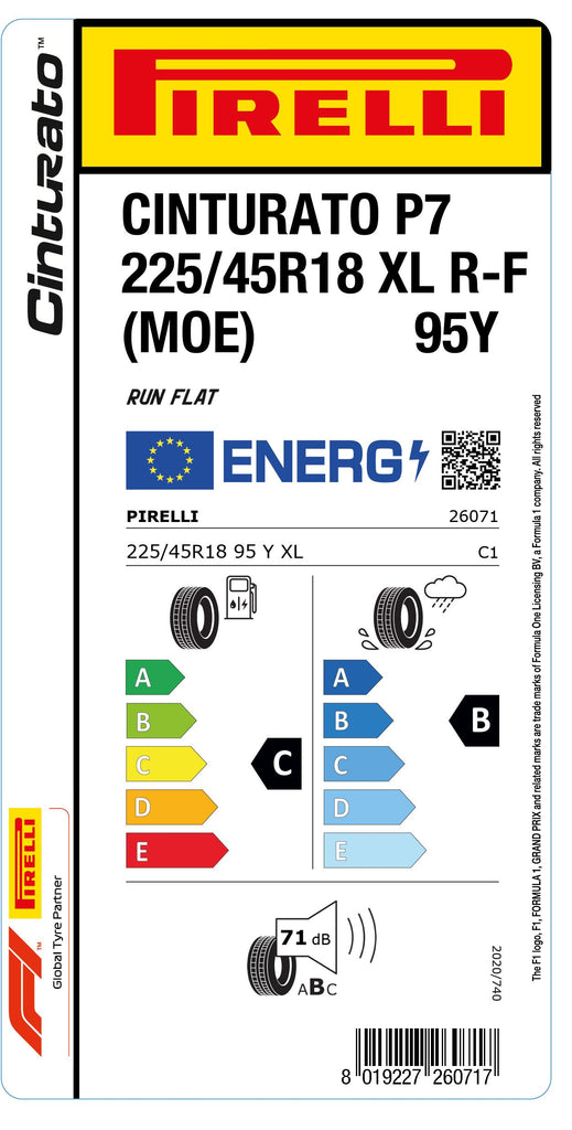 1x Pirelli CINTURATO P7 XL RF (MOE) 225/45 R 18 PKW-SOMMERREIFEN