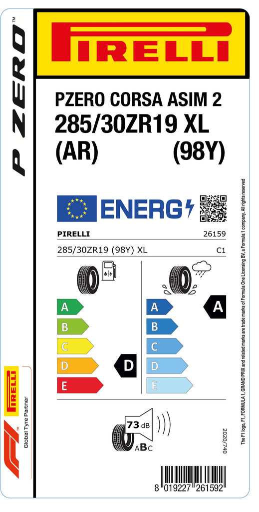 1x Pirelli PZERO CORSA ASIMMETRICO 2 XL (AR) 285/30 ZR 19 PKW-SOMMERREIFEN