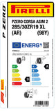 1x Pirelli PZERO CORSA ASIMMETRICO 2 XL (AR) 285/30 ZR 19 PKW-SOMMERREIFEN