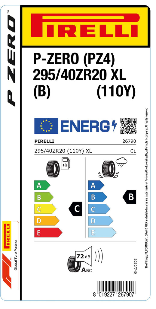 1x Pirelli P-ZERO (PZ4) Luxury Saloon XL (B) 295/40 ZR 20 PKW-SOMMERREIFEN