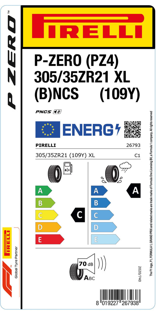 1x Pirelli P-ZERO (PZ4) Luxury Saloon XL (B) PNCS 305/35 ZR 21 PKW-SOMMERREIFEN