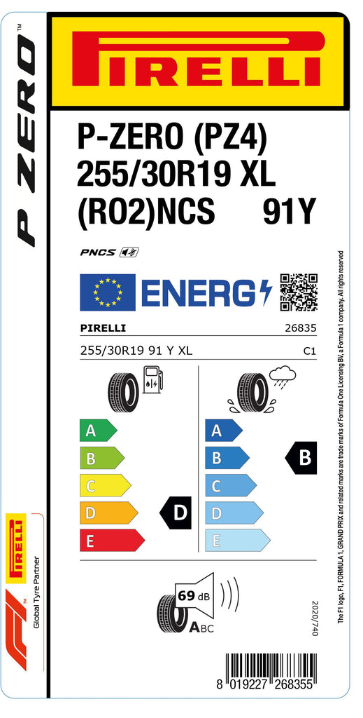 1x Pirelli P-ZERO (PZ4) Sports Car XL (RO2) PNCS 255/30 R 19 PKW-SOMMERREIFEN