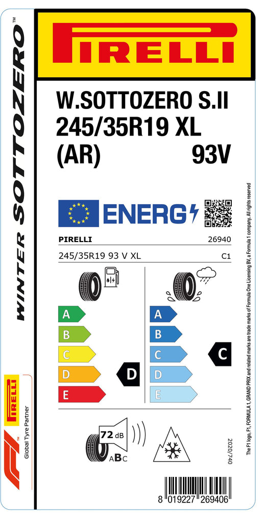 1x Pirelli WINTER 240 SOTTOZERO SERIE II M+S 3PMSF XL (AR) 245/35 R 19 PKW-WINTERREIFEN