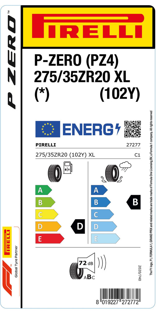 1x Pirelli P-ZERO (PZ4) Sports Car XL (*) 275/35 ZR 20 PKW-SOMMERREIFEN