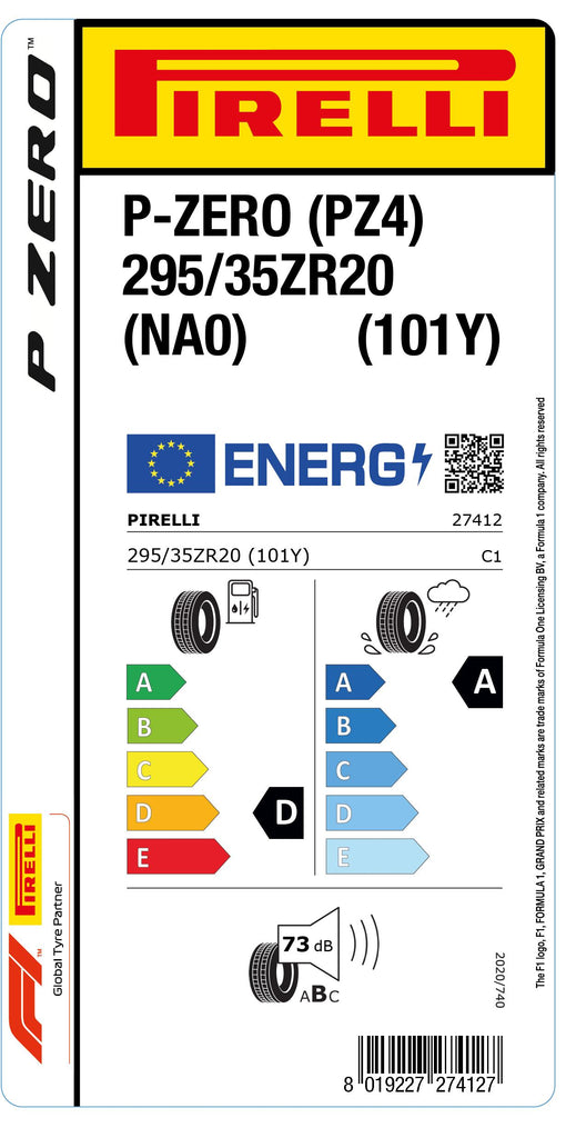 1x Pirelli P-ZERO (PZ4) Sports Car (NA0) 295/35 ZR 20 PKW-SOMMERREIFEN