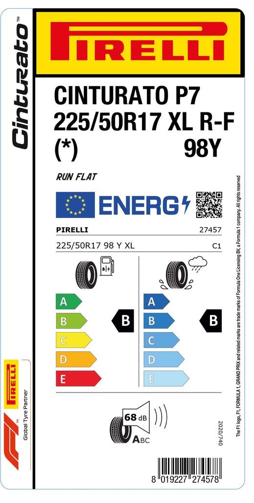 1x Pirelli CINTURATO P7 XL RF (*) 225/50 R 17 PKW-SOMMERREIFEN