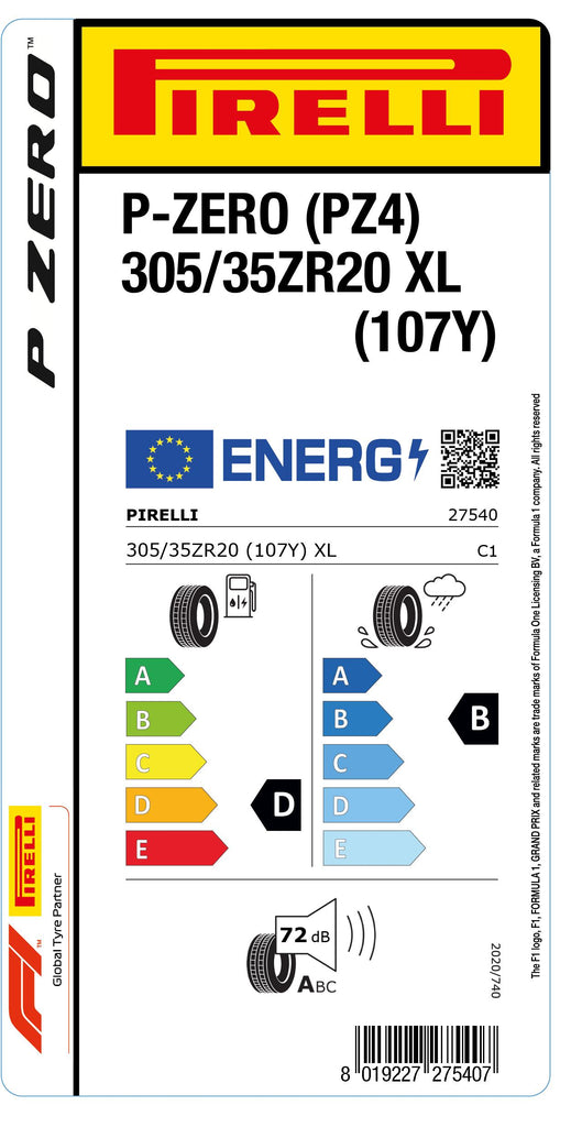 1x Pirelli P-ZERO (PZ4) Sports Car XL 305/35 ZR 20 PKW-SOMMERREIFEN