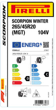 Load image into Gallery viewer, 1x Pirelli SCORPION WINTER M+S 3PMSF RB (MGT) 265/45 R 20 SUV &amp; 4x4 WINTER TIRE