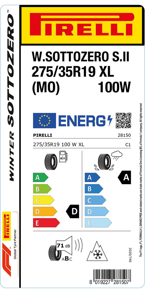 1x Pirelli WINTER 270 SOTTOZERO SERIES II M+S 3PMSF XL (MO) 275/35 R 19 CAR WINTER TIRE