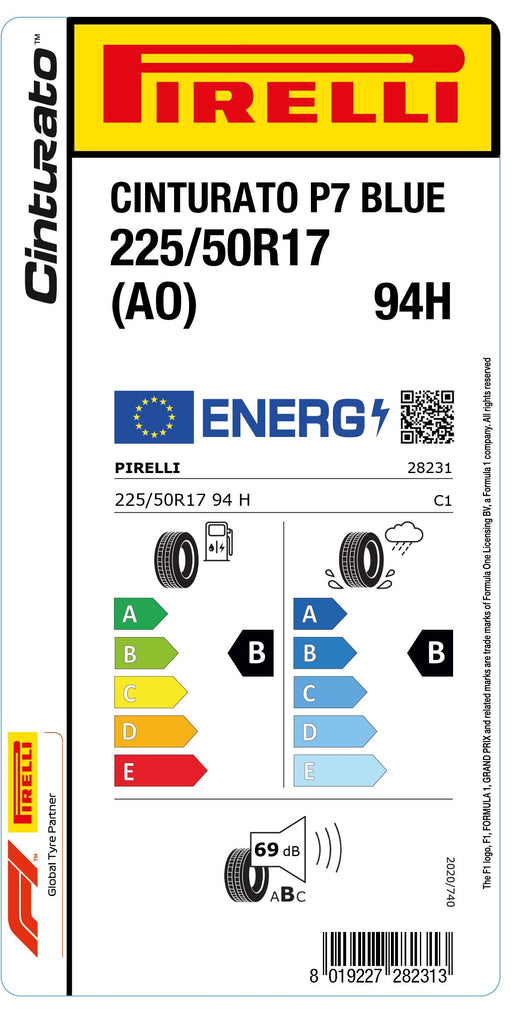 1x Pirelli CINTURATO P7 BLUE (AO) 225/50 R 17 PKW-SOMMERREIFEN