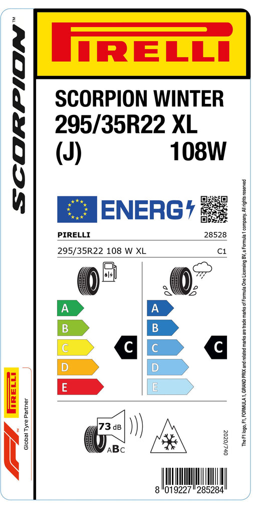 1x Pirelli SCORPION WINTER M+S 3PMSF XL (J) 295/35 R 22 SUV- &4x4-WINTERREIFEN