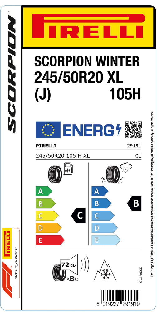 1x Pirelli SCORPION WINTER M+S 3PMSF XL (J) 245/50 R 20 SUV- &4x4-WINTERREIFEN