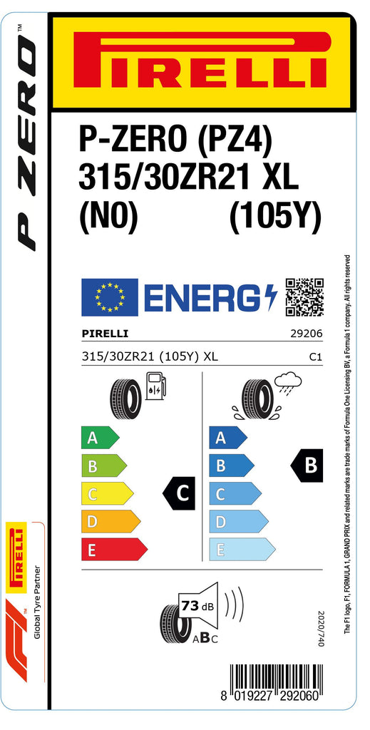 1x Pirelli P-ZERO (PZ4) Sports Car XL (N0) 315/30 ZR 21 PKW-SOMMERREIFEN