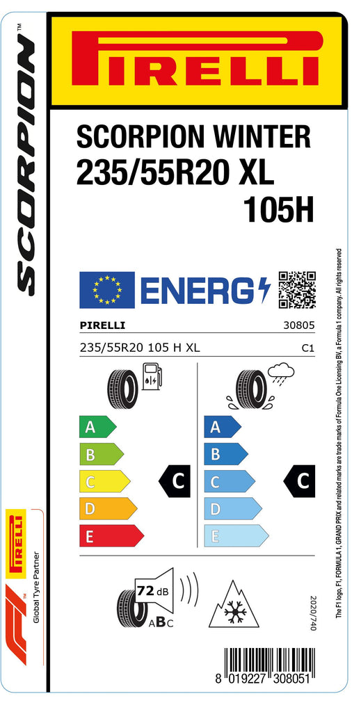1x Pirelli SCORPION WINTER M+S 3PMSF XL 235/55 R 20 SUV- &4x4-WINTERREIFEN