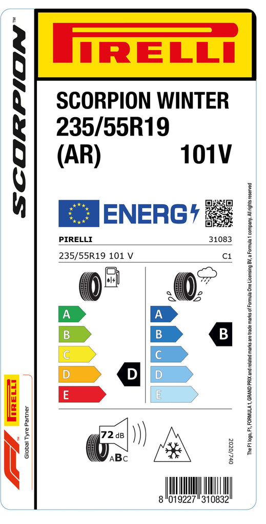 1x Pirelli SCORPION WINTER M+S 3PMSF (AR) 235/55 R 19 SUV- &4x4-WINTERREIFEN