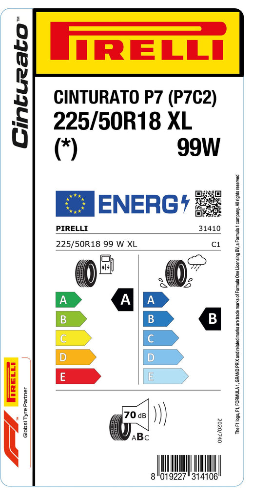1x Pirelli CINTURATO P7 (P7C2) XL (*) 225/50 R 18 PKW-SOMMERREIFEN