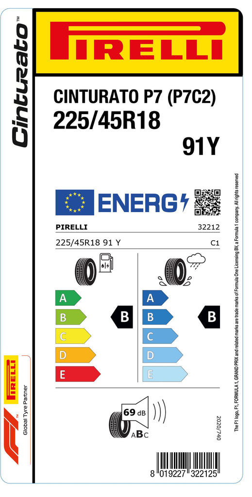 1x Pirelli CINTURATO P7 (P7C2)  225/45 R 18 PKW-SOMMERREIFEN