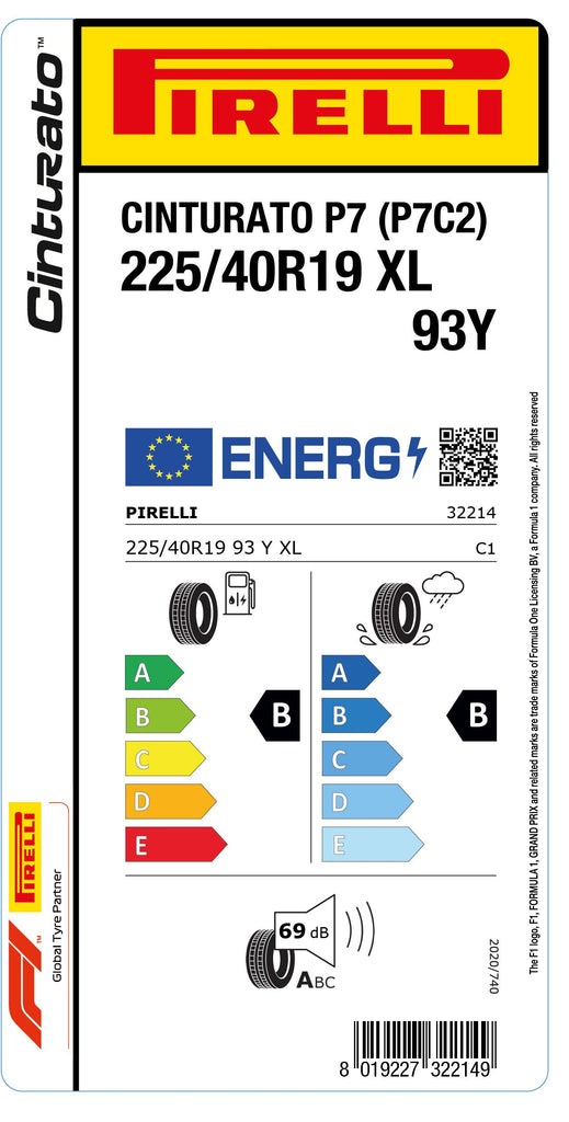 1x Pirelli CINTURATO P7 (P7C2) XL 225/40 R 19 PKW-SOMMERREIFEN