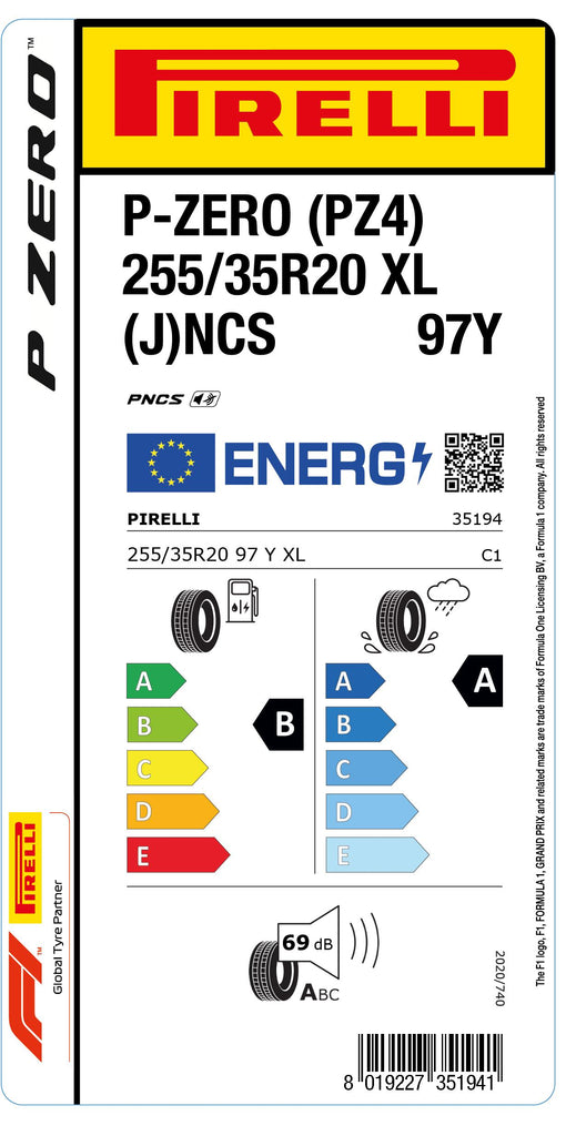 1x Pirelli P-ZERO (PZ4) Luxury Saloon XL (J) PNCS 255/35 R 20 PKW-SOMMERREIFEN