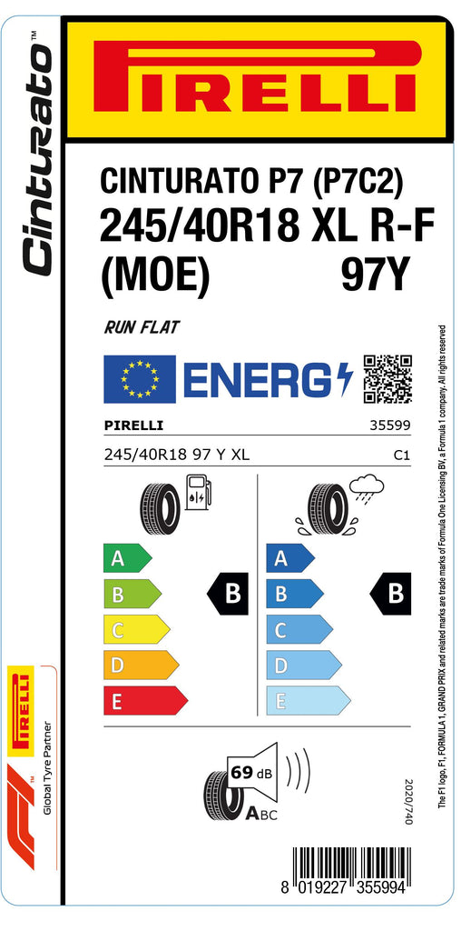 1x Pirelli CINTURATO P7 (P7C2) XL RF (MOE) 245/40 R 18 PKW-SOMMERREIFEN