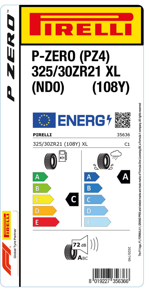 1x Pirelli P-ZERO (PZ4) Sports Car XL (ND0) 325/30 ZR 21 PKW-SOMMERREIFEN