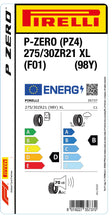 Load image into Gallery viewer, 1x Pirelli P-ZERO (PZ4) Sports Car XL (F01) 275/30 ZR 21 passenger car summer tire