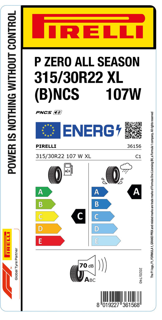 1x Pirelli PZERO ALL SEASON M+S XL (B) PNCS 315/30 R 22 PKW-SOMMERREIFEN