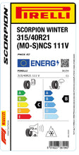 Load image into Gallery viewer, 1x Pirelli SCORPION WINTER M+S 3PMSF (MO-S) PNCS 315/40 R 21 SUV &amp; 4x4 WINTER TIRE