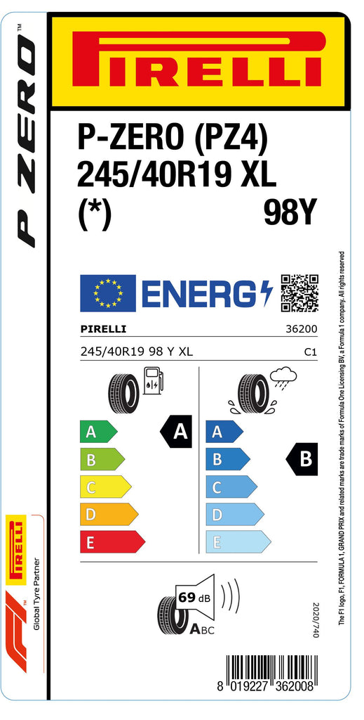 1x Pirelli P-ZERO (PZ4) Luxury Saloon XL (*) 245/40 R 19 PKW-SOMMERREIFEN