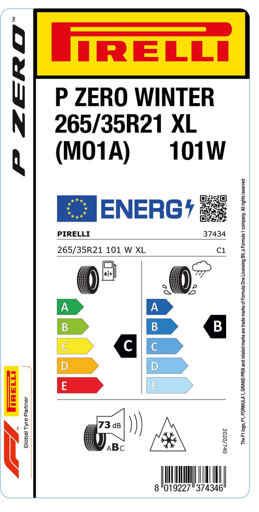 1x Pirelli PZERO WINTER M+S 3PMSF XL (MO1A) 265/35 R 21 PKW-WINTERREIFEN