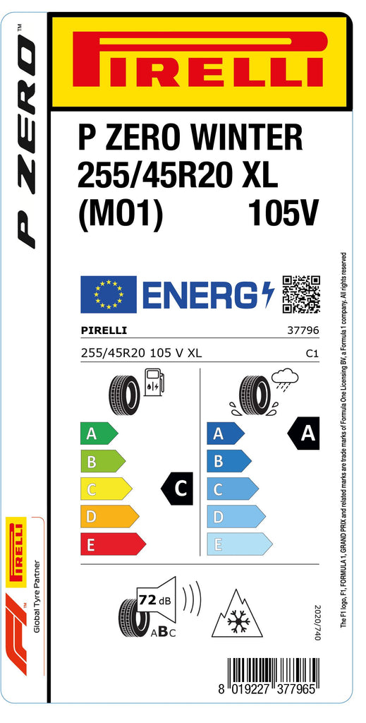 1x Pirelli PZERO WINTER M+S 3PMSF XL (MO1) 255/45 R 20 PKW-WINTERREIFEN