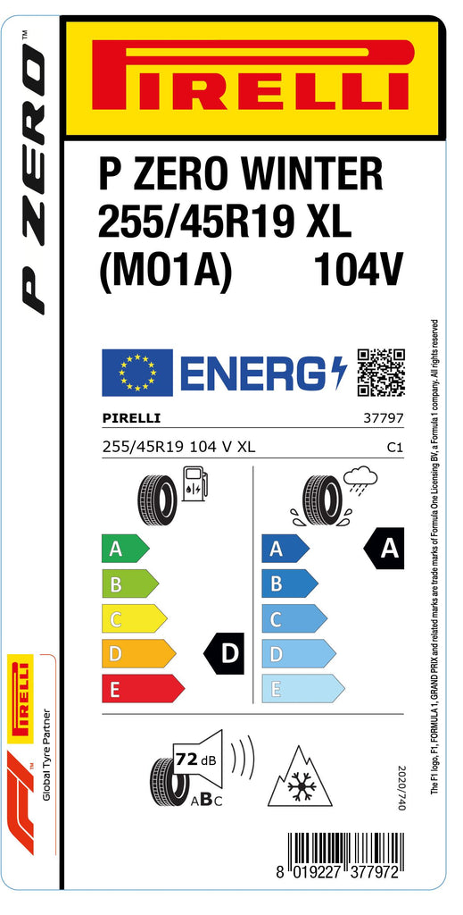 1x Pirelli PZERO WINTER M+S 3PMSF XL (MO1A) 255/45 R 19 PKW-WINTERREIFEN