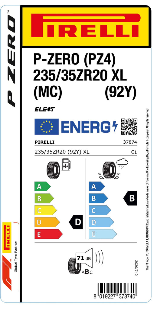 1x Pirelli P-ZERO (PZ4) Sports Car XL (MC) 235/35 ZR 20 PKW-SOMMERREIFEN