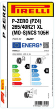 Load image into Gallery viewer, 1x Pirelli P-ZERO (PZ4) Sports Car XL (MO-S) PNCS 265/40 R 21 passenger car summer tire